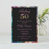 抽象芸術カラフルグリッター50誕生日 招待状 (スタンド正面)