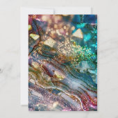 抽象芸術カラフルグリッター50誕生日 招待状 (裏面)