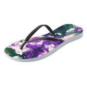 抽象芸術カラフルグリーンとパープル(ばちゃばちゃ)跳ねる絵を描 ビーチサンダル (アングル)