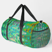 抽象芸術カラフルグリーンウェーブモザイクレトロ ダッフルバッグ (右コーナー)