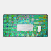 抽象芸術カラフルグリーンウェーブモザイクレトロ デスクマット (キーボード&マウス)