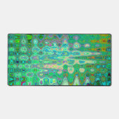 抽象芸術カラフルグリーンウェーブモザイクレトロ デスクマット (正面)