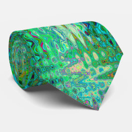 抽象芸術カラフルグリーンウェーブモザイクレトロ ネクタイ