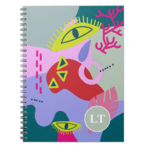 抽象芸術カラフルグリーンレッドアイズトレンディーモノグラム