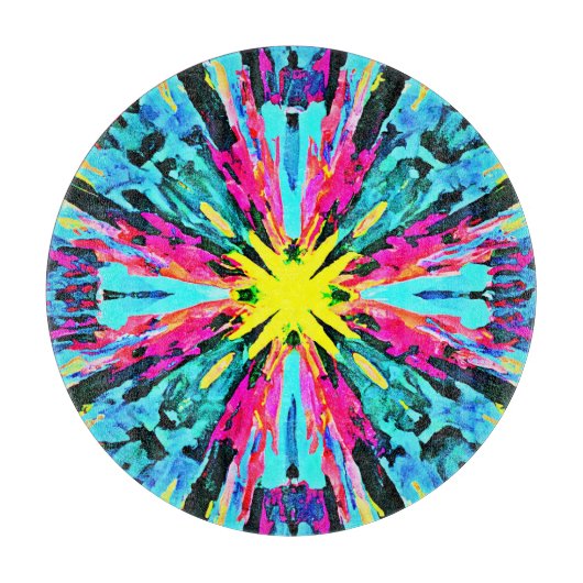 抽象芸術カラフルグローのパターン カッティングボード (正面)