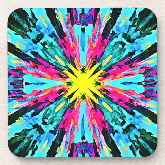 抽象芸術カラフルグローのパターン コースター (正面)
