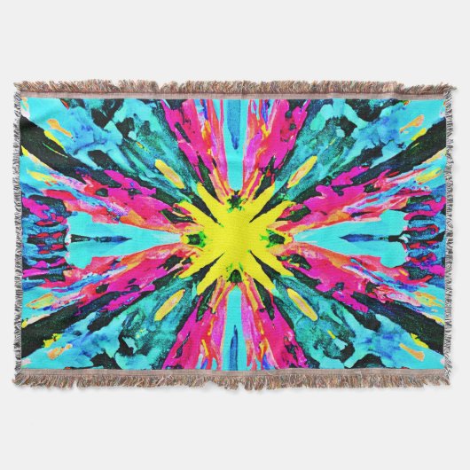 抽象芸術カラフルグローのパターン スローブランケット (正面)