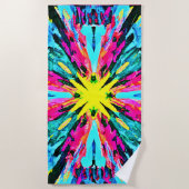 抽象芸術カラフルグローのパターン ビーチタオル (正面)