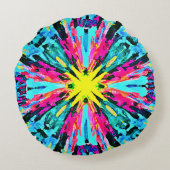 抽象芸術カラフルグローのパターン ラウンドクッション (裏面)