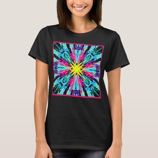 抽象芸術カラフルグローのパターン Tシャツ (正面)