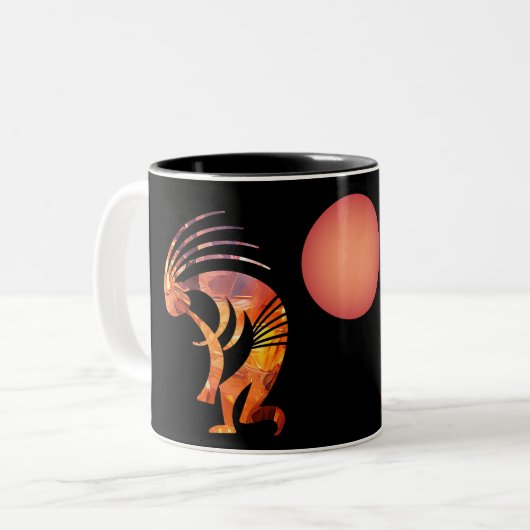 抽象芸術カラフルケーブペトログリフココペリ ツートーンマグカップ (正面左)