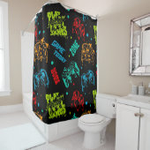抽象芸術カラフルゲーマーズボーイバスルーム シャワーカーテン (インサイチュ)