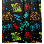 抽象芸術カラフルゲーマーズボーイバスルーム シャワーカーテン (正面)