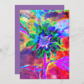 抽象芸術カラフルサイケデリックチャクラひまわり 招待状 (正面/裏面)