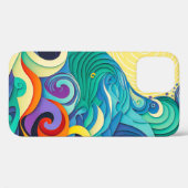 抽象芸術カラフルサンウェーブラインアートイラストレーション Case-Mate iPhoneケース (裏面 (横))