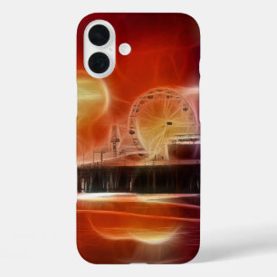 抽象芸術カラフルサンタモニカ埠頭 iPhone 16 PLUSケース