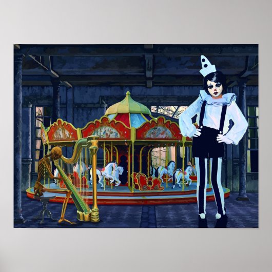 抽象芸術カラフルサーカスフリークスピエロアートポスター ポスター (正面)