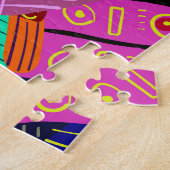 抽象芸術カラフルシェイプ、円、線、ドット ジグソーパズル (側面)