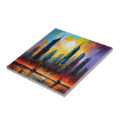 抽象芸術カラフルシティー油アクリル絵を描 タイル (側面)