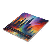 抽象芸術カラフルシティー油アクリル絵を描 タイル (側面)