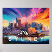 抽象芸術カラフルシドニーAustralia Skylineポスター ポスター (正面)