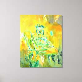 抽象芸術カラフルシモダンッスタイリッシュクイエローグリーン キャンバスプリント