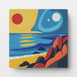 抽象芸術カラフルシースケープアート フォトプラーク