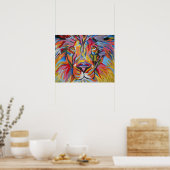 抽象芸術カラフルジャングルライオン ポスター (キッチン)