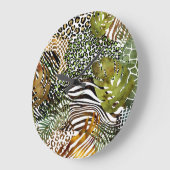 抽象芸術カラフルジャングル ラージ壁時計 (傾斜)