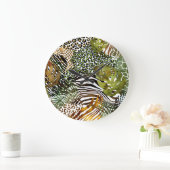 抽象芸術カラフルジャングル ラージ壁時計 (ホーム)