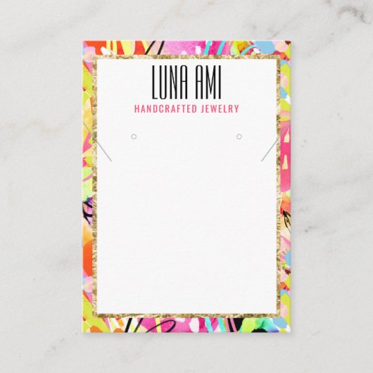 抽象芸術カラフルジュエリーネックレスイヤリングホルダー 名刺 (正面)