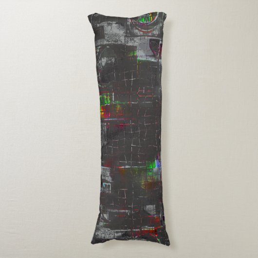 抽象芸術カラフルスケッチジュートの下の暗い夜 ボディピロー (正面縦)