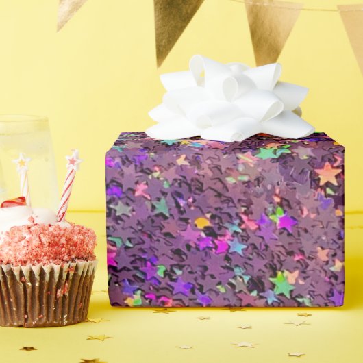 抽象芸術カラフルスターグリッター ラッピングペーパー (誕生日パーティー)