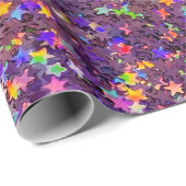 抽象芸術カラフルスターグリッター ラッピングペーパー (ロールコーナー)