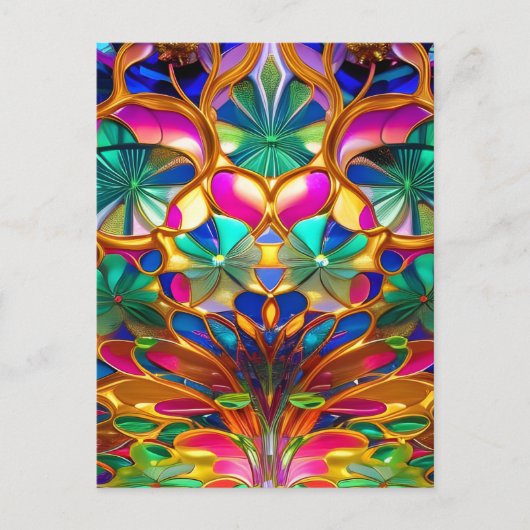 抽象芸術カラフルステンドグラス ポストカード (正面)