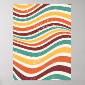 抽象芸術カラフルストライプ波 ポスター (正面)