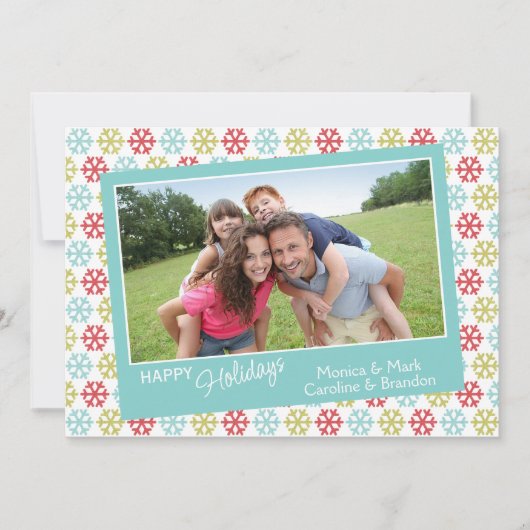 抽象芸術カラフルスノーフレークスハッピーホリデーズシーズン シーズンカード (正面)