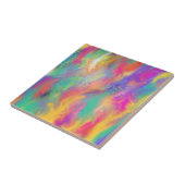 抽象芸術カラフルスワッシュアクリックスピンクティール(緑がかった色)イエロー タイル (側面)