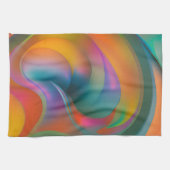 抽象芸術カラフルスワーズオレンジブルーグリーンピンク キッチンタオル (横)