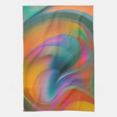 抽象芸術カラフルスワーズオレンジブルーグリーンピンク キッチンタオル (縦)