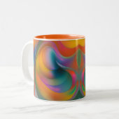 抽象芸術カラフルスワーズオレンジブルーグリーンピンク ツートーンマグカップ (正面左)