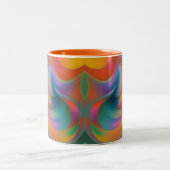 抽象芸術カラフルスワーズオレンジブルーグリーンピンク ツートーンマグカップ (中央)