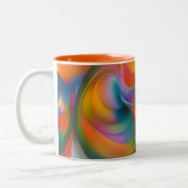 抽象芸術カラフルスワーズオレンジブルーグリーンピンク ツートーンマグカップ (左)