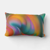抽象芸術カラフルスワーズオレンジブルーグリーンピンク ランバークッション (裏面)