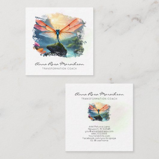 *~*抽象芸術カラフルス絵を描・ロータストンボ スクエア名刺 (正面/裏面)