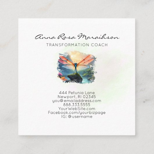 *~*抽象芸術カラフルス絵を描・ロータストンボ スクエア名刺 (裏面)