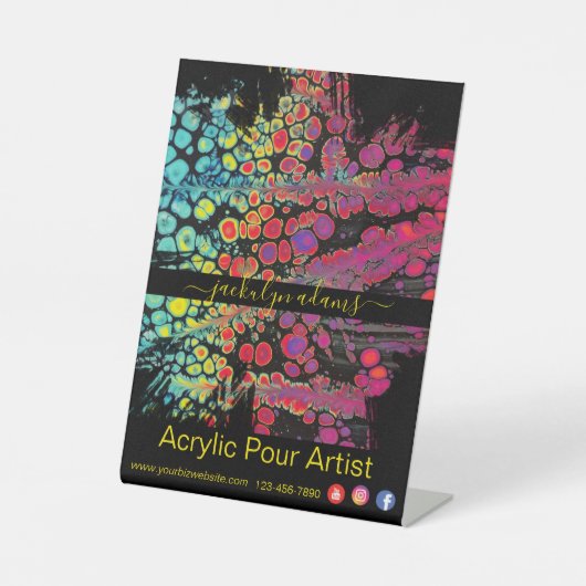 抽象芸術カラフルソーシャルメディアのビジネス情報 台座サイン (正面)