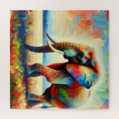 抽象芸術カラフルゾウ ジグソーパズル (横)