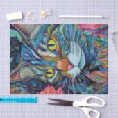 抽象芸術カラフルタビー猫 薄葉紙 (クラフト)