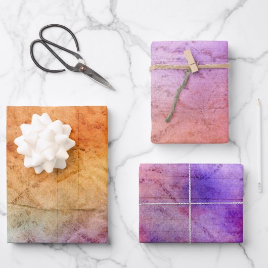 抽象芸術カラフルダマスクアルコールインクウォーター色 ラッピングペーパーシート (正面)